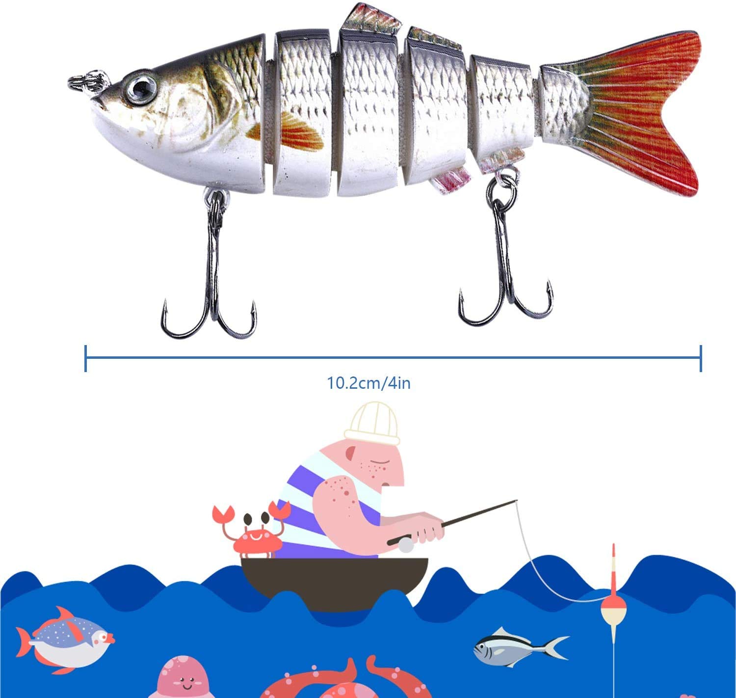 Amazon.com : Al Fishing Lure 6 Segment Swimbait Crankbait Hard